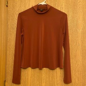 F21 Long-Sleeved Maroon Mockneck Crop Top, Sz M